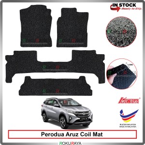 Perodua Aruz 12mm Custom Fit Pre Cut PVC Coil Floor Mat Anti Slip Carpet Nail Spike (Black) (Kawata Made in Malaysia)